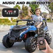 TOKTOO 24 Volt Ride on Toy for Big Kids, 24V Ride Ons with 4 Power EVA Wheels, 24V 2 Seater Battery Powered Ride on UTV Car, 4WD, 800W, 5.1 Mph, Kid Electric Car with Remote Control, Aged 3-8Y, Blue