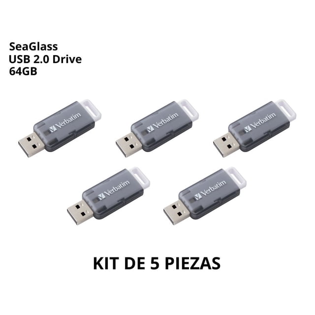 USB Verbatim SeaGlass 2.0 64gb Pack 5 pzas 71270