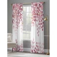 thumbnail image 4 of Pink Eucalyptus Sheer Curtains 108 Inches Long 2 Panels Leaves Abstract Branch Farmhouse Retro Leaf Light Filtering Semi Sheer Window Curtains Drapes for Bedroom Living Room 52"x108", 4 of 7