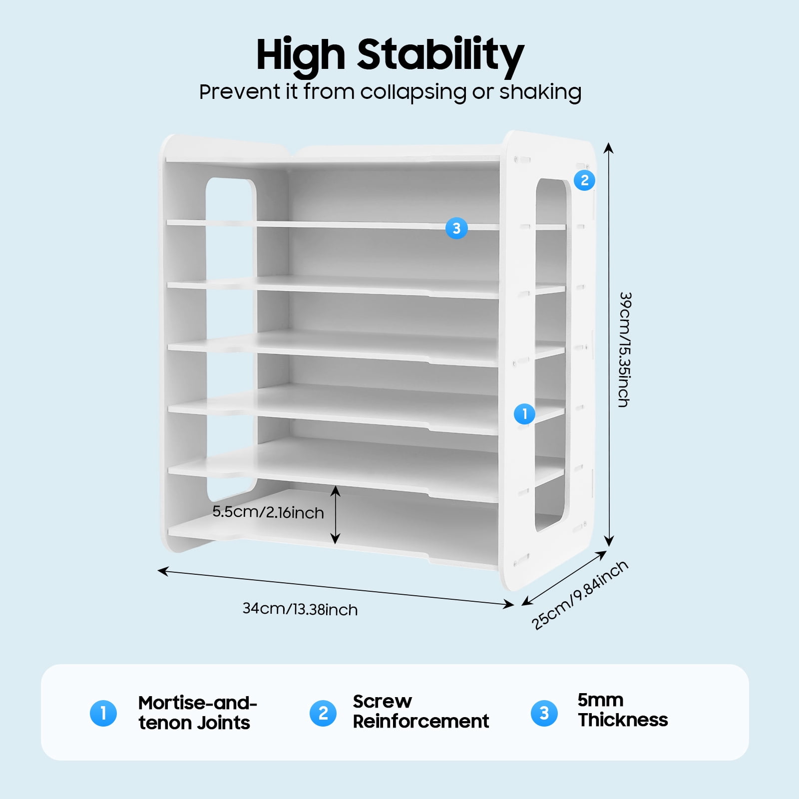 ChicHomey 7 Tier File Organizer,Space-Efficient Desk Organizer, Eco-Friendly PVC with Thick Partitions for Office Desk Mail Letter Tray & Paper Sorter Document Notebooks Storage Rack