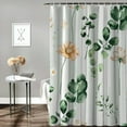 thumbnail image 2 of Fenyluxe  Watercolor Floral Shower Curtain, Sage Green Beige Flower Shower Curtain for Bathroom, Modern Minimalist White Waterproof Fabric Shower Curtain Set with Hooks 60x72, 2 of 7