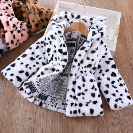 

Sweater For Child Toddler Baby Girls Winter Fleece Windproof Dairy Cow Printed Hoodie Thicken Warm Outerwear Jacket Coat