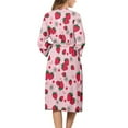 thumbnail image 2 of Yuyamidu Strawberry Bathrobe Women Lightweight Spa Robe Flower V-Neck Nightgown Pink Kimono Robes Mid-Calf Length Summer Robe Womens 3/4 Sleeves Loungewear Size 2XL, 2 of 7