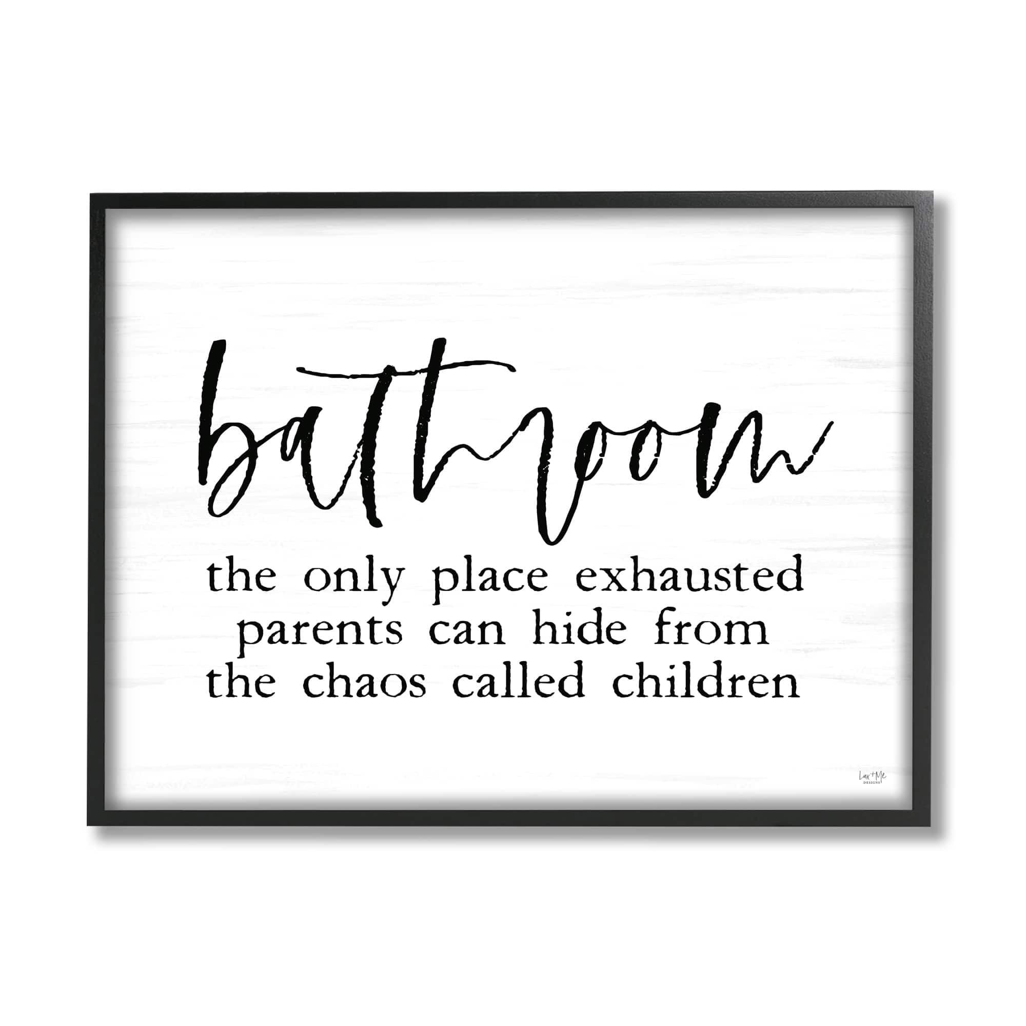 Stupell Industries Humorous Bathroom Family Quote Parents & Children Framed Wall Art, 30 x 24, Design by Lux + Me Designs