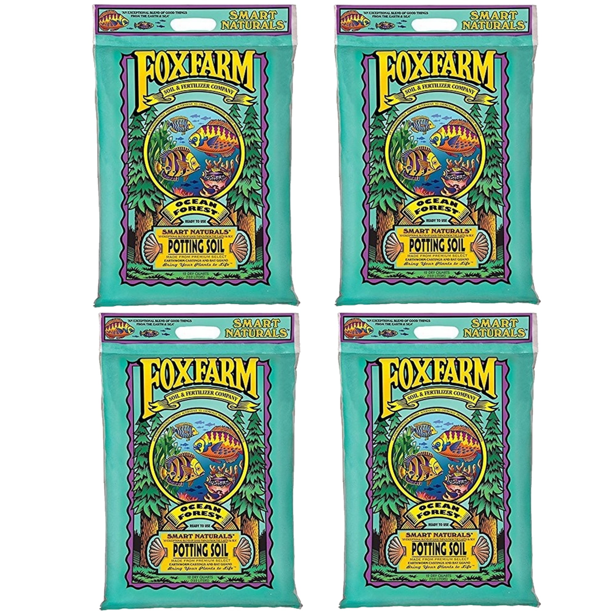 FoxFarm FX14053 Ocean Forest Potting Soil 4 - 12 Quart Bags