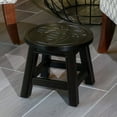thumbnail image 3 of Indoor Living Carved Wooden Step Stool, Wooden Round Mini Side Chair, Carved with Queen Bee Pattern, Modern Foot Stool for Kitchen Living Room Bedroom Bathroom, No Assembly Needed, Espresso, 3 of 6