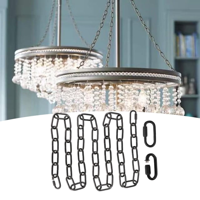 Cadena de iluminación Cadena colgante Cadena de lámpara Extensión de cadena Lámpara de Reemplazo de cadena de iluminación para luces decorativas , negro