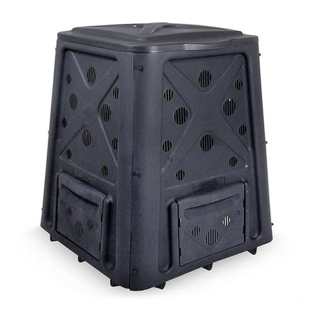 Redmon 65 Gallon Outdoor Compost Bin - Black, Lift-Off Lid, 4-Door Access, Garden Composter for Food Waste Recycling
