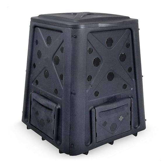 Redmon 65 Gallon Outdoor Compost Bin - Black, Lift-Off Lid, 4-Door Access, Garden Composter for Food Waste Recycling