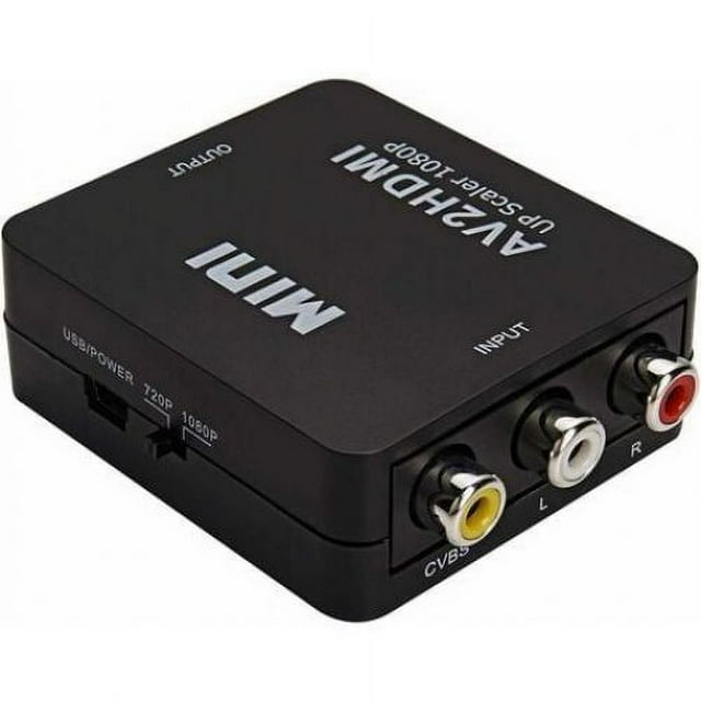 Adaptador RCA a HDMI, convertidor de vídeo Mini AV a HDMI compatible con compuesto 1080P 3RCA con cable de carga USB para PC Xbox PS3 PS2 TV STB VHS VCR DVD cámara (negro)