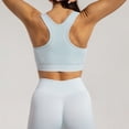 thumbnail image 4 of Workout Outfit for Women 2 Piece Seamless Sport Bra High Waist Yoga Leggings Set for Running Light Blue L, 4 of 6
