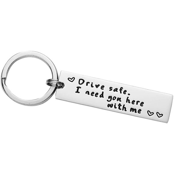 Drive Safe Keychain I Need You Here with Me Trucker Husband Gift for Husband dad Gift Valentines Day Stocking Stuffer