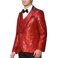 thumbnail image 4 of INSPIRE CHIC Men's Peak Lapel Disco Party Tuxedo Sequin Suit Jacket Metallic Sports Coat Blazer, 4 of 5