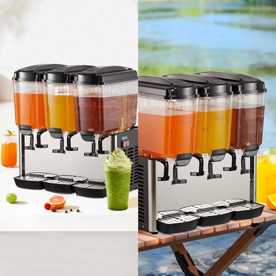 Commercial Beverage Dispenser, 14.25 Gallon 3 Tanks Drink Dispenser for Cold Drink Restaurant Hote