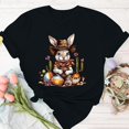 thumbnail image 3 of Mujeres de Manga Corta Tops Casual Nuevo Cuello Redondo Pascua, Ligera Camiseta de Poliéster Spandex, 3 of 4