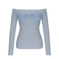 thumbnail image 3 of Fall Tops Women 2024 Trendy Boho Plus Size Sweatshirt Clearance Summer Cold Shoulder Solid Long Sleeve Casual Sweatshirt, 3 of 5