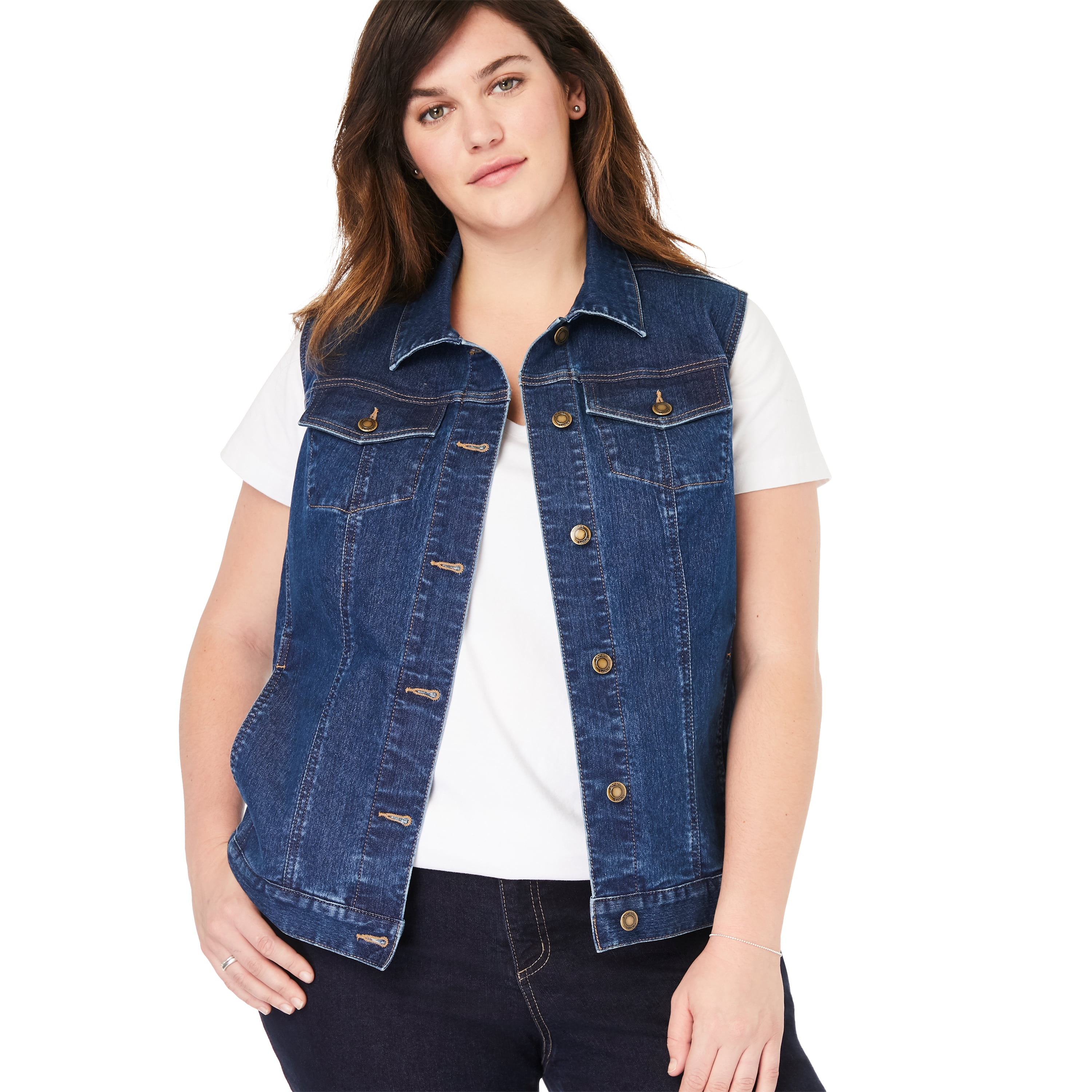 stretch denim vest