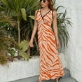 thumbnail image 6 of Tiger Print - Orange Womens Night Club Maxi Dress V Neck Sleeveless Bohemia Long Dresses, 6 of 9
