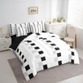 thumbnail image 3 of Homewish Female Men Adults Geometric Plaid Twin Bedding Sets 7-Piece,Black White Grey Bedding Comforter Set Microfiber,Minimalist Grid Checkered Breathable Sheet Sets,Luxury Bedroom Decor,Reversible, 3 of 8