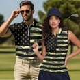 thumbnail image 2 of Jeiento Camo American Flag Matching Golf Shirts for Couples, Men's Short Sleeve Quarter Zip Shirt, Women's Sleeveless Moisture Wicking Quick Dry Tennis Golf Top Set, 2 of 6