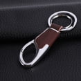 thumbnail image 3 of Men's Leather Key Ring Chain Metal Keychain for Home (Silver and Brown Leather), 3 of 7