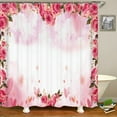 thumbnail image 5 of 3d bathroom waterproof shower curtain with hook European beautiful flower floral printing home decoration polyester curtain, 5 of 7