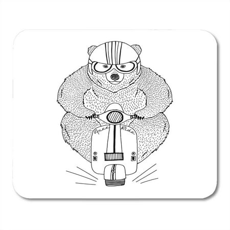 SIDONKU Drawing Funny Brown Bear Driving Scooter Silk Screen Doodle Baby Mousepad Mouse Pad Mouse Mat 9x10