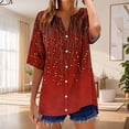 thumbnail image 2 of Cutuoiiu Short Sleeve Button Down Shirts for Women Summer Beach V-Neck Tops Gifts, 2 of 5