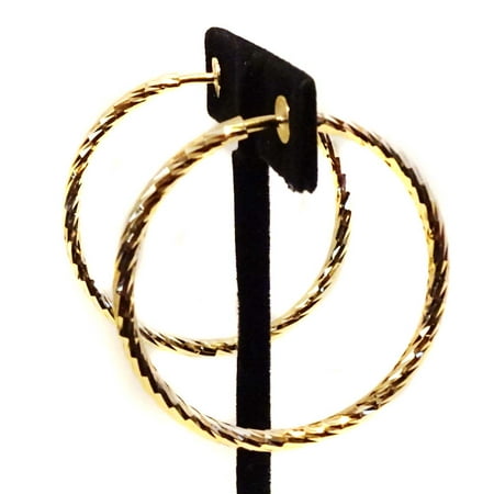 - Clip-on Earrings Gold Brass Tone Swirl Clip Hoop Earrings 2 inch