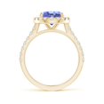 thumbnail image 2 of Angara Natural 2.9 Ct. Tanzanite with Diamond Halo Ring in 14K Yellow Gold for Women (Ring Size: 11.5), 2 of 9