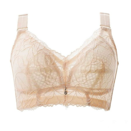 Womens Bras No Underwire Full-Coverage Bra Feature V-Neck Balconette Bra Style W-1589 Hook and Eye Closure Sleeping Bras Khaki 36B