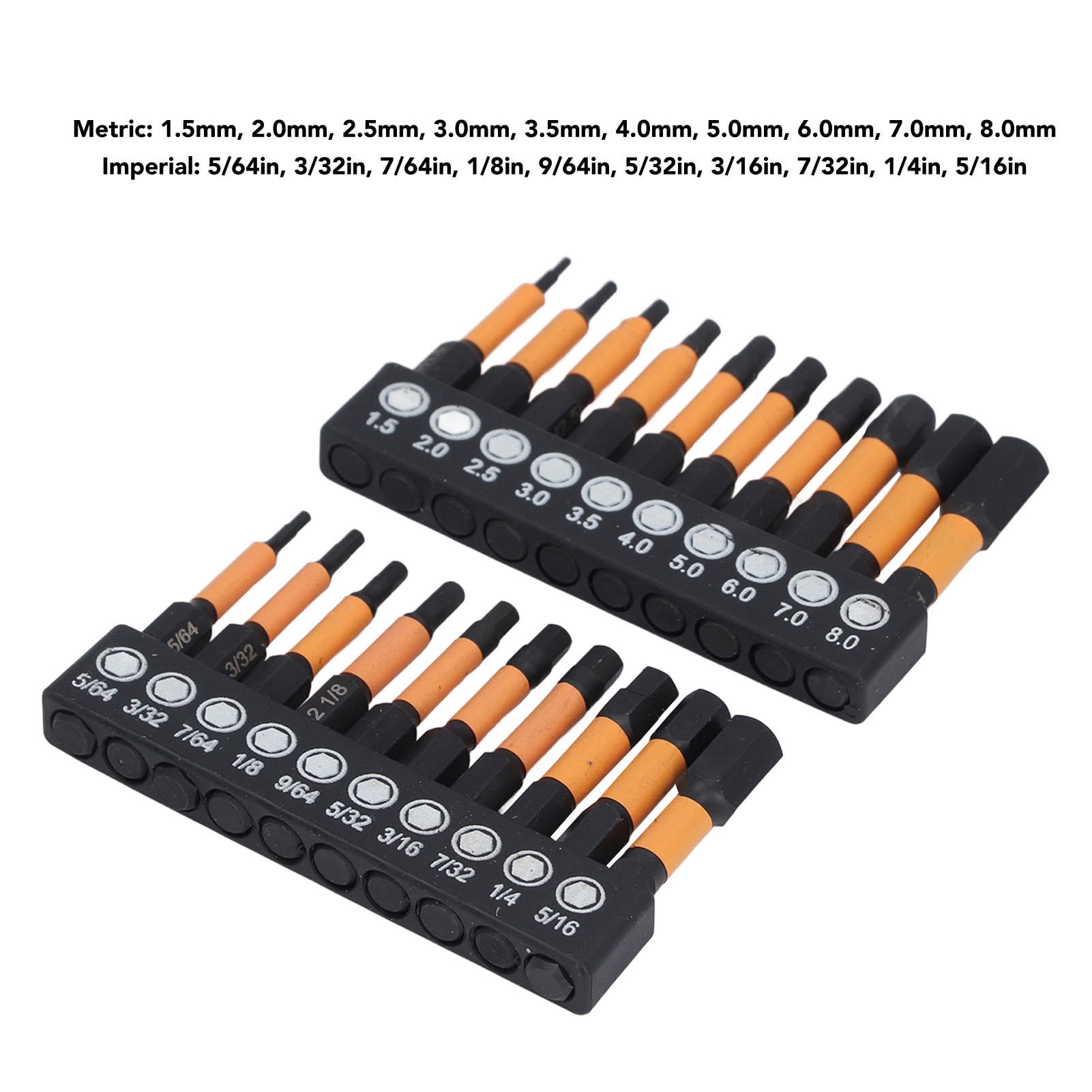 YAHHU 20-Piece Hex Drill Bit Set – 1/4in S2 Alloy Steel, Magnetic, Imperial & Metric, 10pcs Each, Ideal for Screwdriver Impact Drills & Assembly