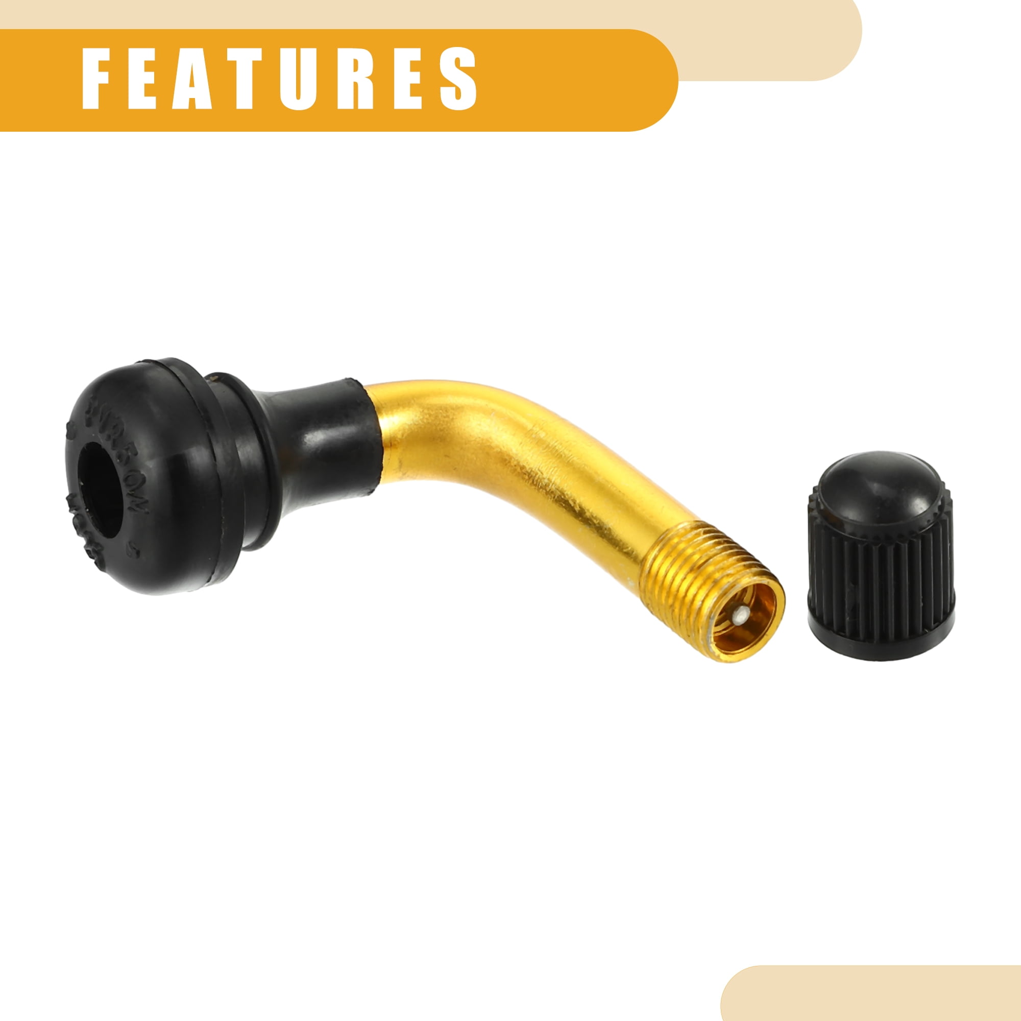 Unique Bargains 5 Pcs Universal Tubeless Tire Valve Stem - Stainless Steel Gold Tone PVR50