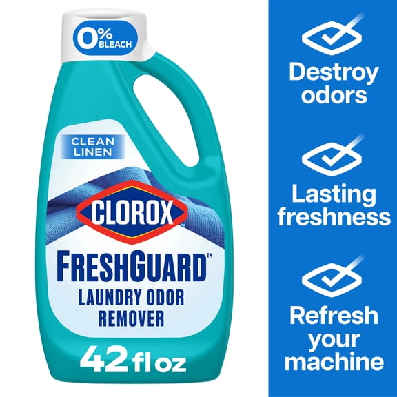 Clorox FreshGuard Laundry Odor Remover, 0% Bleach, Color Safe, Clean Linen, 42 fl oz