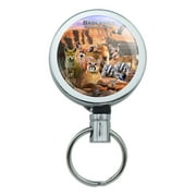 Badlands National Park South Dakota SD Animals Cougar Coyote Heavy Duty Metal Retractable Reel ID Badge Key Card Tag Holder with Belt Clip