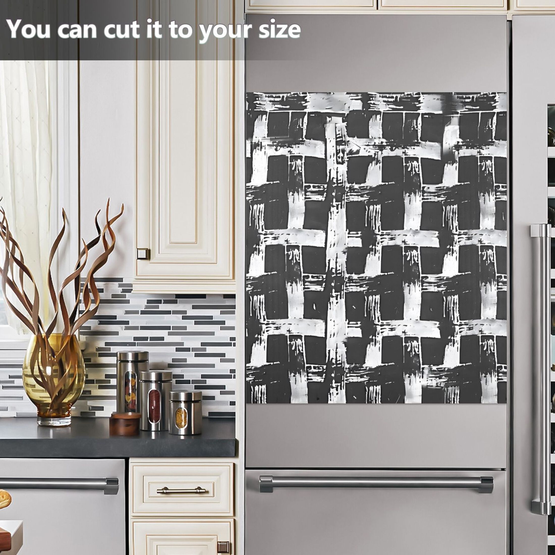 Black and White Basket Dishwasher Magnet Cover Magnetic Fridge Door Cover Home Kitchen Decor 23"x 26"