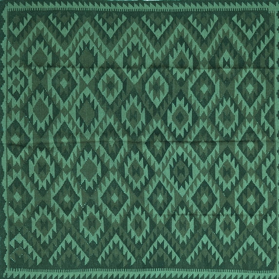 Ahgly Company Indoor Square Southwestern Turquoise Blue Country Area Rugs, 3' Square