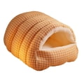 thumbnail image 2 of Cueva para mascotas acogedora, suave, multifuncional, cálida, práctica y lavable. Cama para mascotas y gatos. Naranja Blanco M, 2 of 9