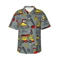 thumbnail image 1 of Balery Funny Construction Camisas hawaianas de manga corta para hombre, camisas playeras de corte holgado, camisas de vacaciones con botones,Medium, 1 of 7