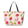 thumbnail image 2 of Xecao Hand Drawn Strawberry for versatile beach bag for women includes zipper pockets and waterproof material, ideal for vacations and adventures., 2 of 7