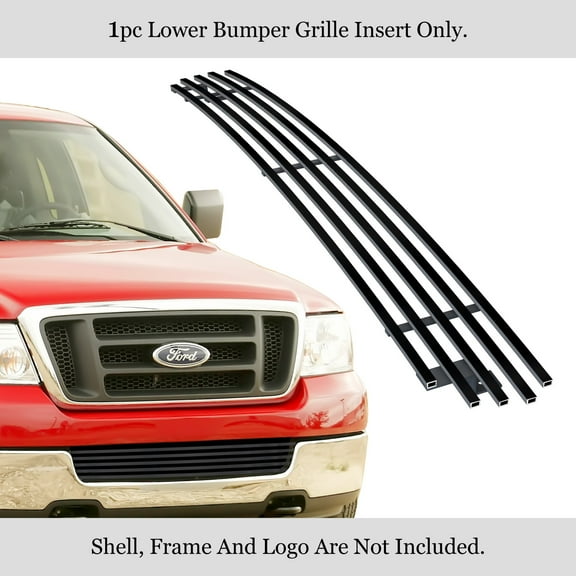 2004-2005 Ford F-150 Stainless Steel Black Powder Coated Finish 8X6 Horizontal Billet Black Stainless Steel Billet Grille