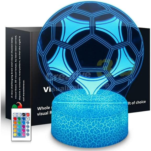 YSITIANNA Soccer Night Light,Soccer Gifts for Boy, 3D Soccer Lamp,Kids Bedside Lamp,16 Color Change Decor Lamp with Remote & Smart Touch, Gifts for Christmas Birthday Boys Men Girls STNL#4264