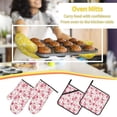thumbnail image 5 of Daiia Rose Flowers Pattern Oven Mitts and Pot Holders 4 pcs Set,High Heat Resistant 500 Degree Extra Thicken Long Kitchen Cotton Oven Glove, 5 of 6