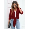 thumbnail image 2 of SHOWMALL Cardigans Légers Décontractés pour Femmes à devant Ouvert, Doux et Drapé, Manches 3/4, Taille US Moyenne, Rouge Vin, 2 of 7