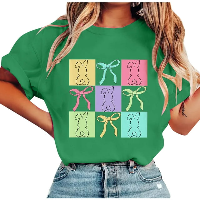 Tops de Manga Corta de Verano para las Mujeres Imprimir Blusa de Cuello Redondo, Moda Ligera de Poliéster Spandex