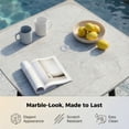 thumbnail image 5 of RADIATA 5-Piece Aluminum Patio Bar Set, 41.3" Scratch-Resistant Marble-Look High Top Table with Umbrella Hole and 2 Cushioned Auto-Return Swivel Bar Chairs for Poolside and Backyard, 300 lb Capacity, 5 of 10
