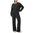 thumbnail image 1 of Conjunto de Pantalones Mujeres Outfits de 2 Piezas Vestido Casual de Color Sólido Bolsillo Deportivo Suelto Pantalones de Manga Larga Blusas de Cuello Redondo Conjunto Superior Conjunto de Pantalones, 1 of 5