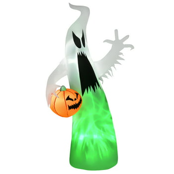 HOMCOM 5.9 ft Inflatable Ghosts w/ Pumpkin  Outdoor LED Lighted Party Decoration