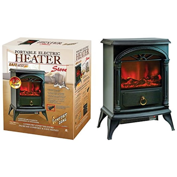 Comfort Zone CZFP4 Electric Fireplace Stove Heater, Black