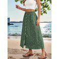 thumbnail image 4 of Women'S Slit Split Long Skirts High Waisted Summer Maxi Skirts Green S, 4 of 8